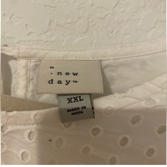 a new day White Eyelet Puff Sleeve Blouse - Picture 4 of 6